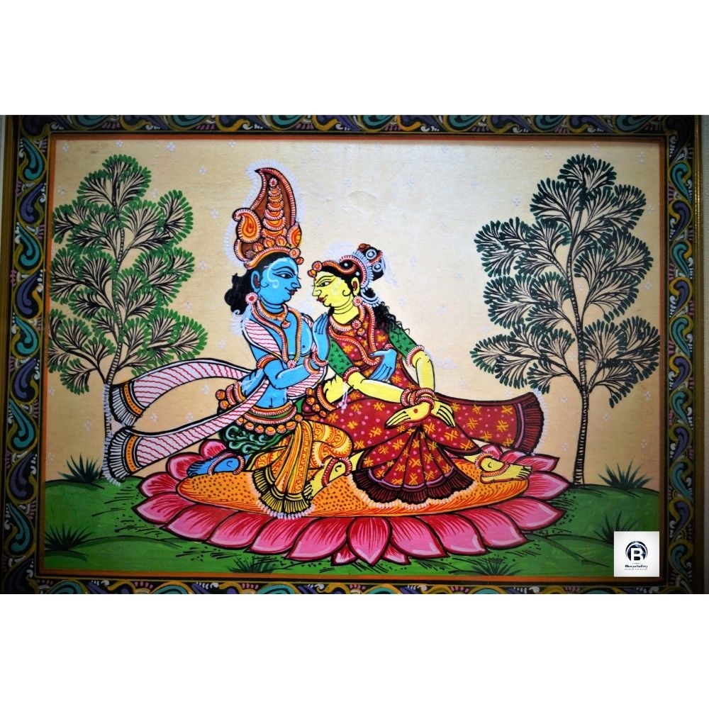 PATTACHITRA HANDPAINTED RADHA KRISHNA THEMED WALL PAINTING Bhavya Gallery