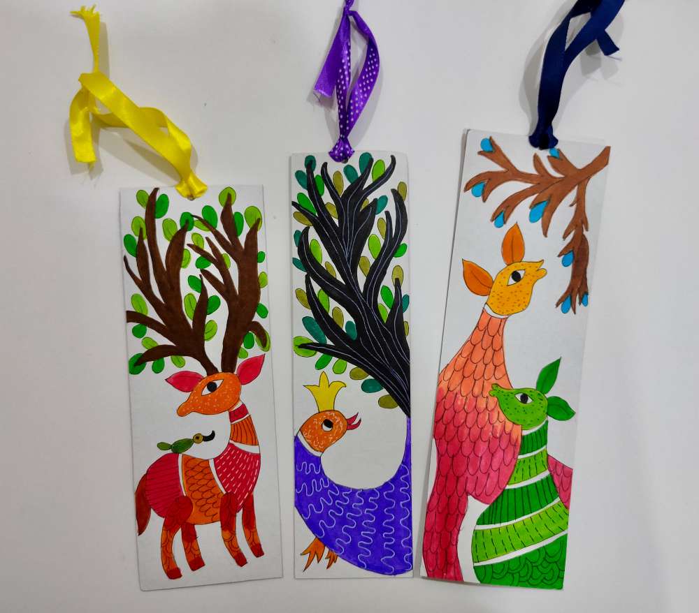 Peacock gond art bookmark
