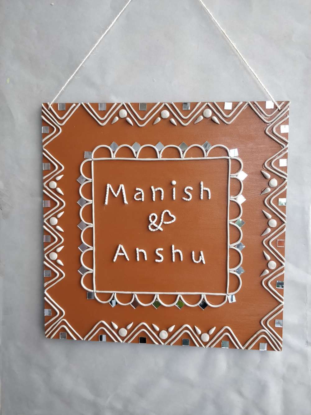 Customised Lippan Frame Nameplate | Art Gilehri