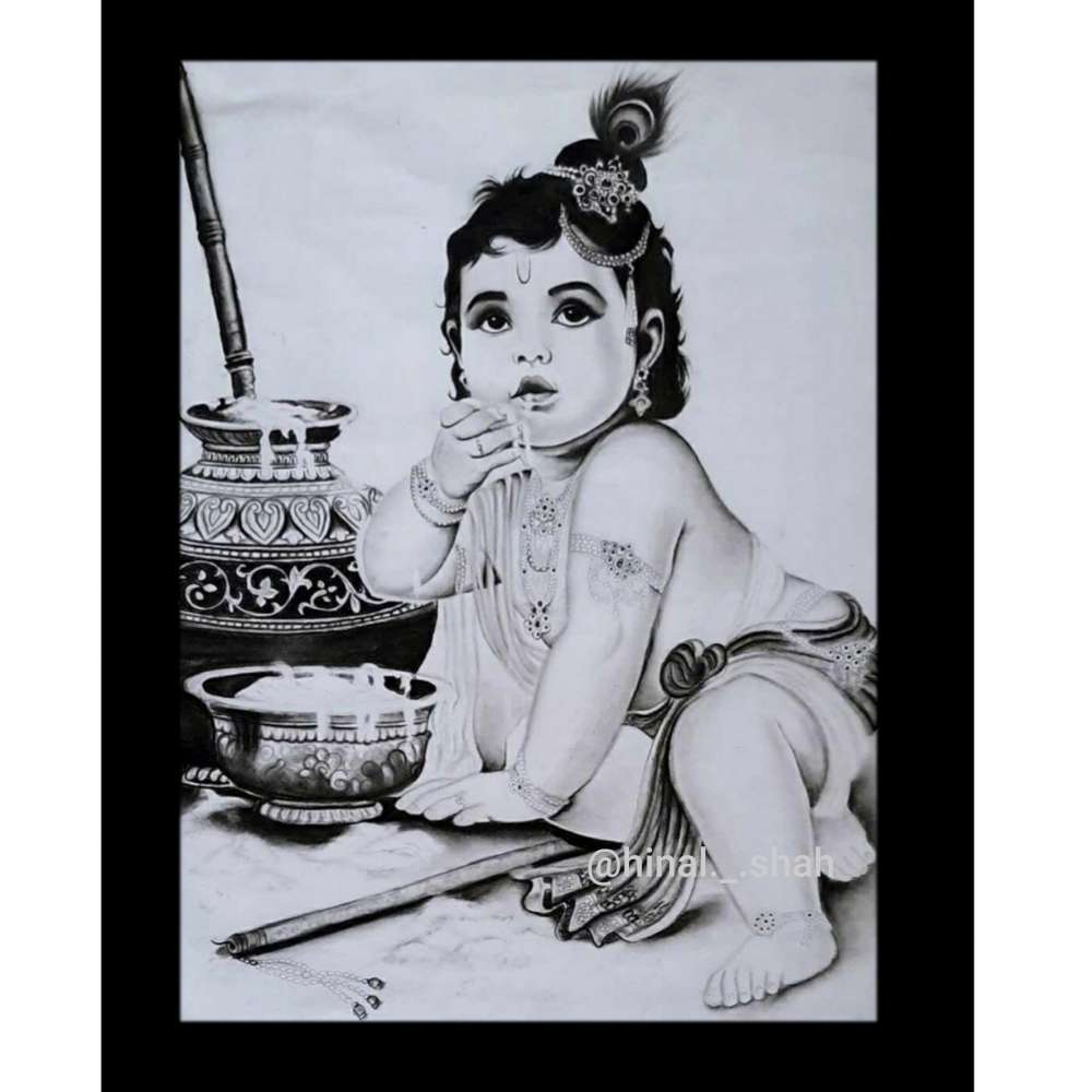 Krishna Charcoal Painting