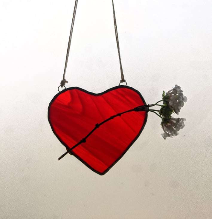 Stained glass heart hanging