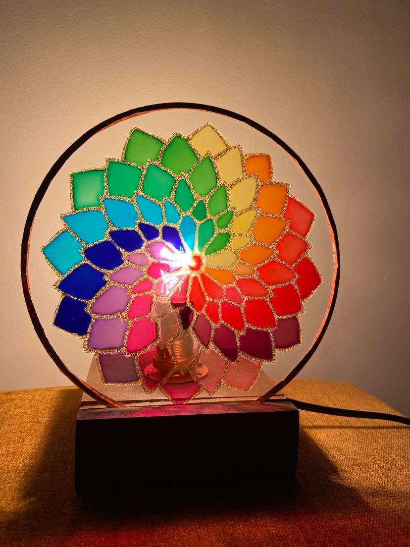 Rainbow mandala lamp