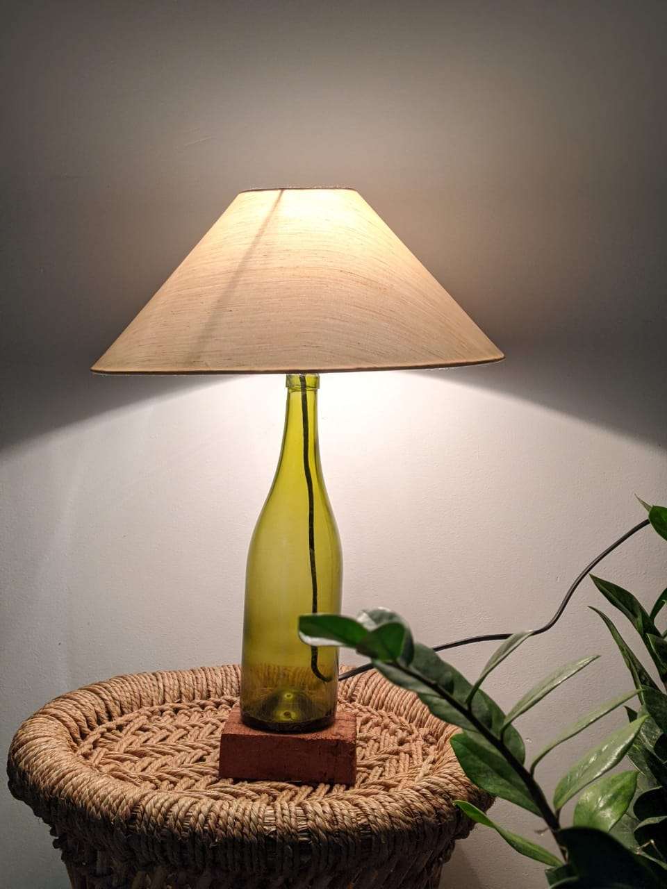 Upcycled bottle lamp