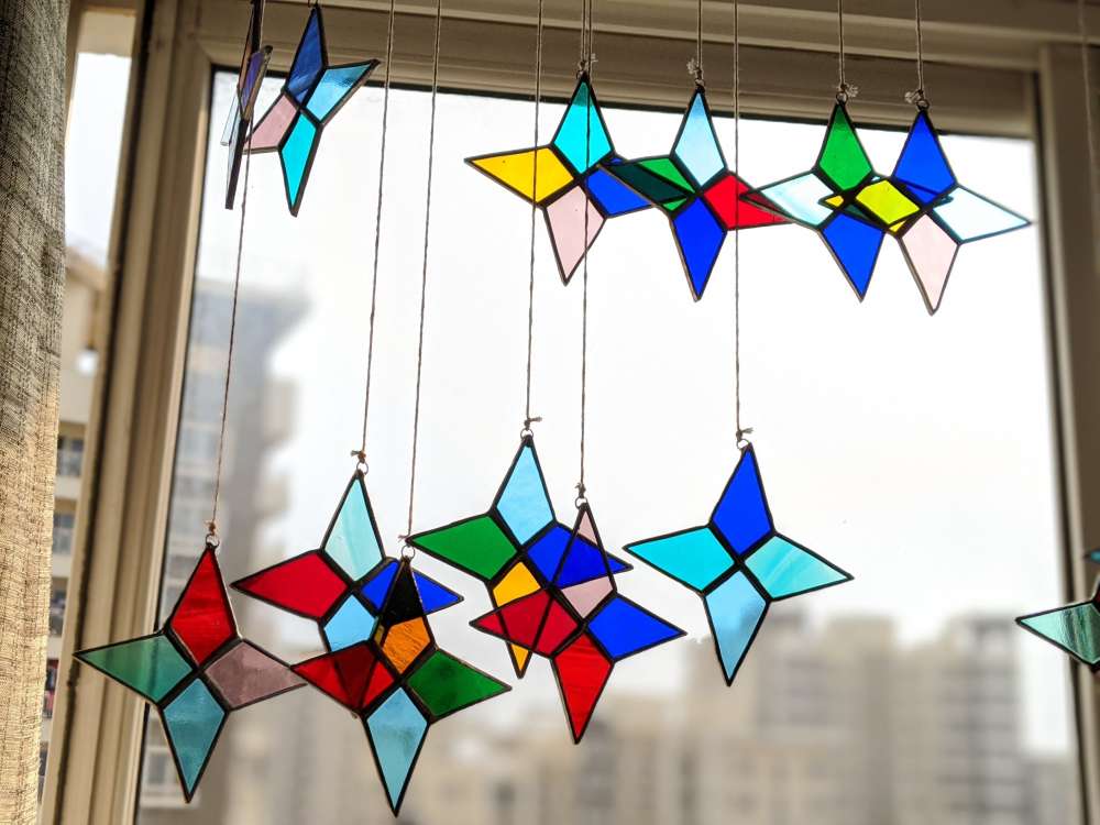 Stained glass star- Set of 4