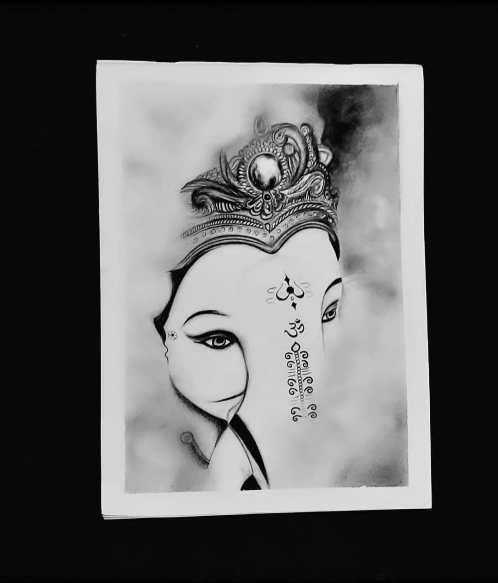 Ganesha Charcoal Painting
