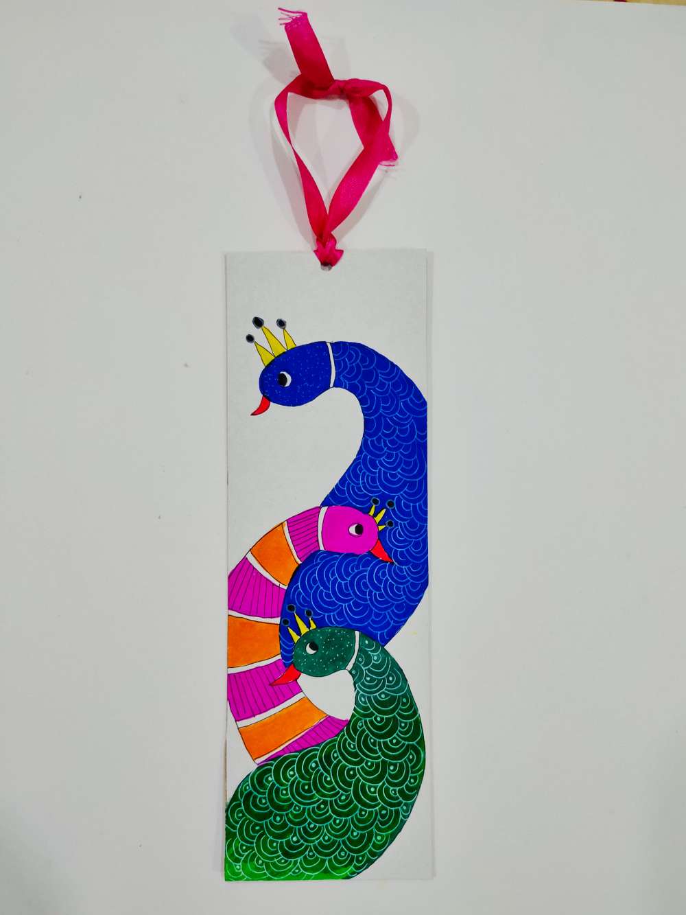 Peacock gond art bookmark