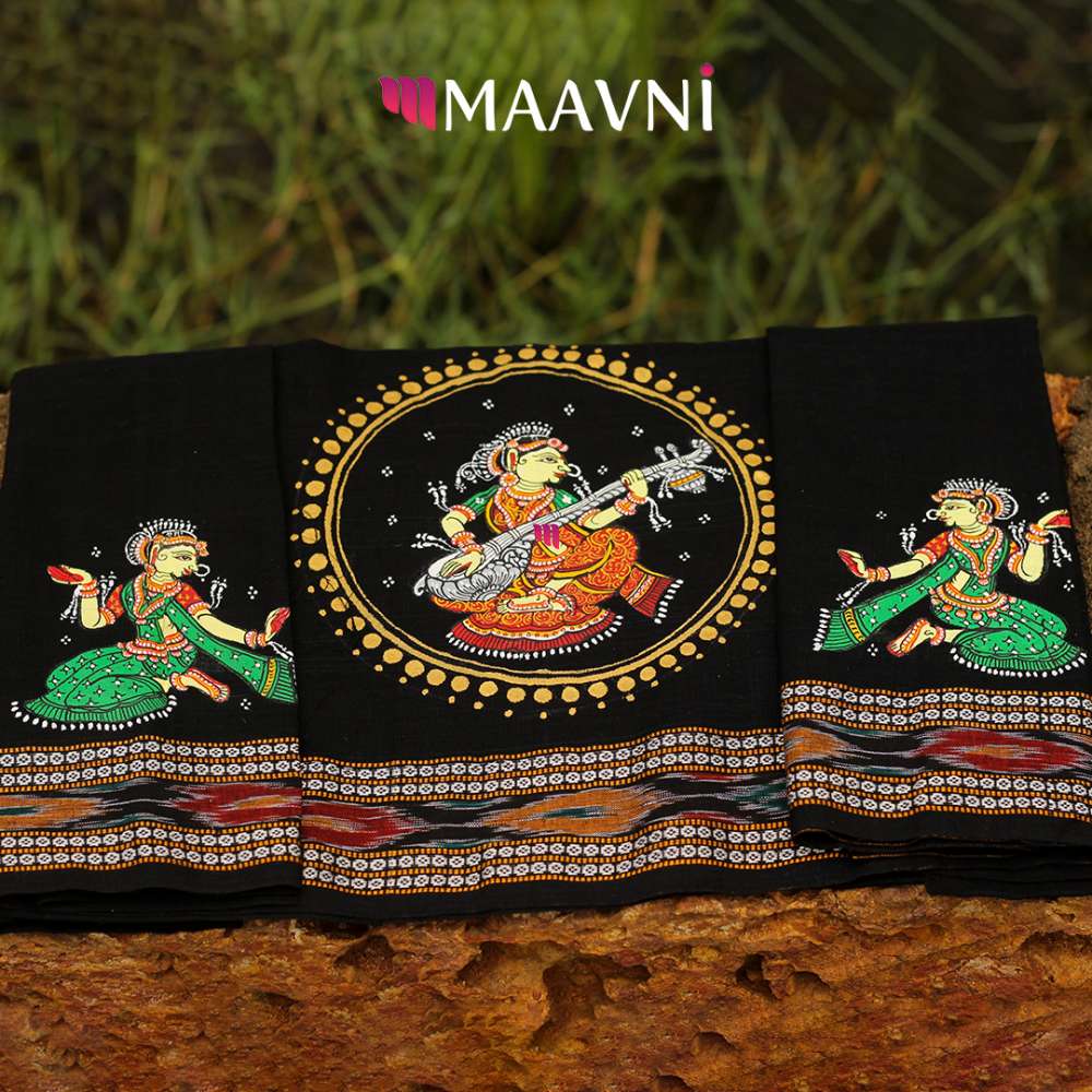 Lady With Sitar Blouse Piece 1Mt