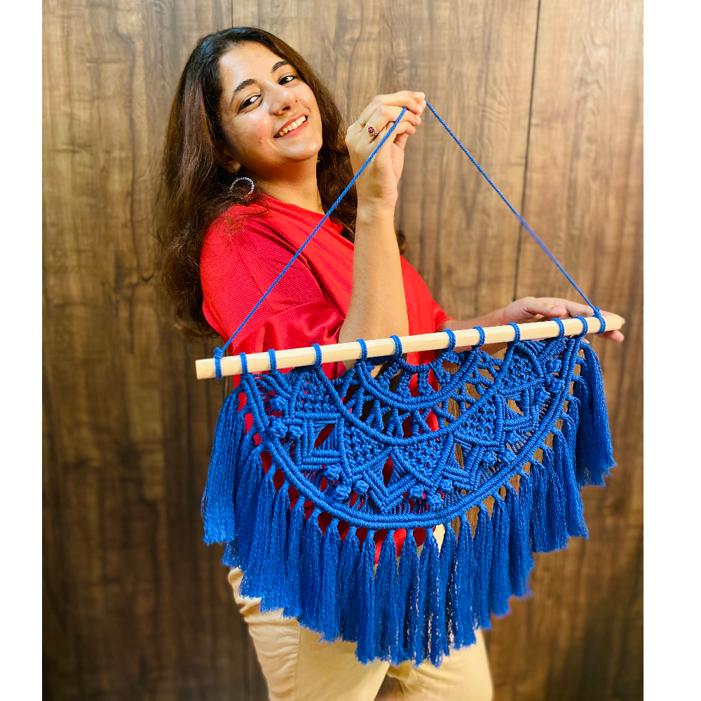 Semi Circle Wall Hanging (Blue) Knotmuch