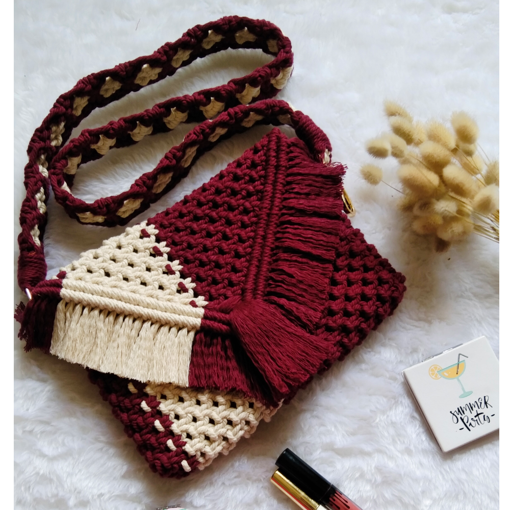 Classic Multicolor Sling Bag (Medium 6x8 inch/Simple Belt/Option4) Knotmuch