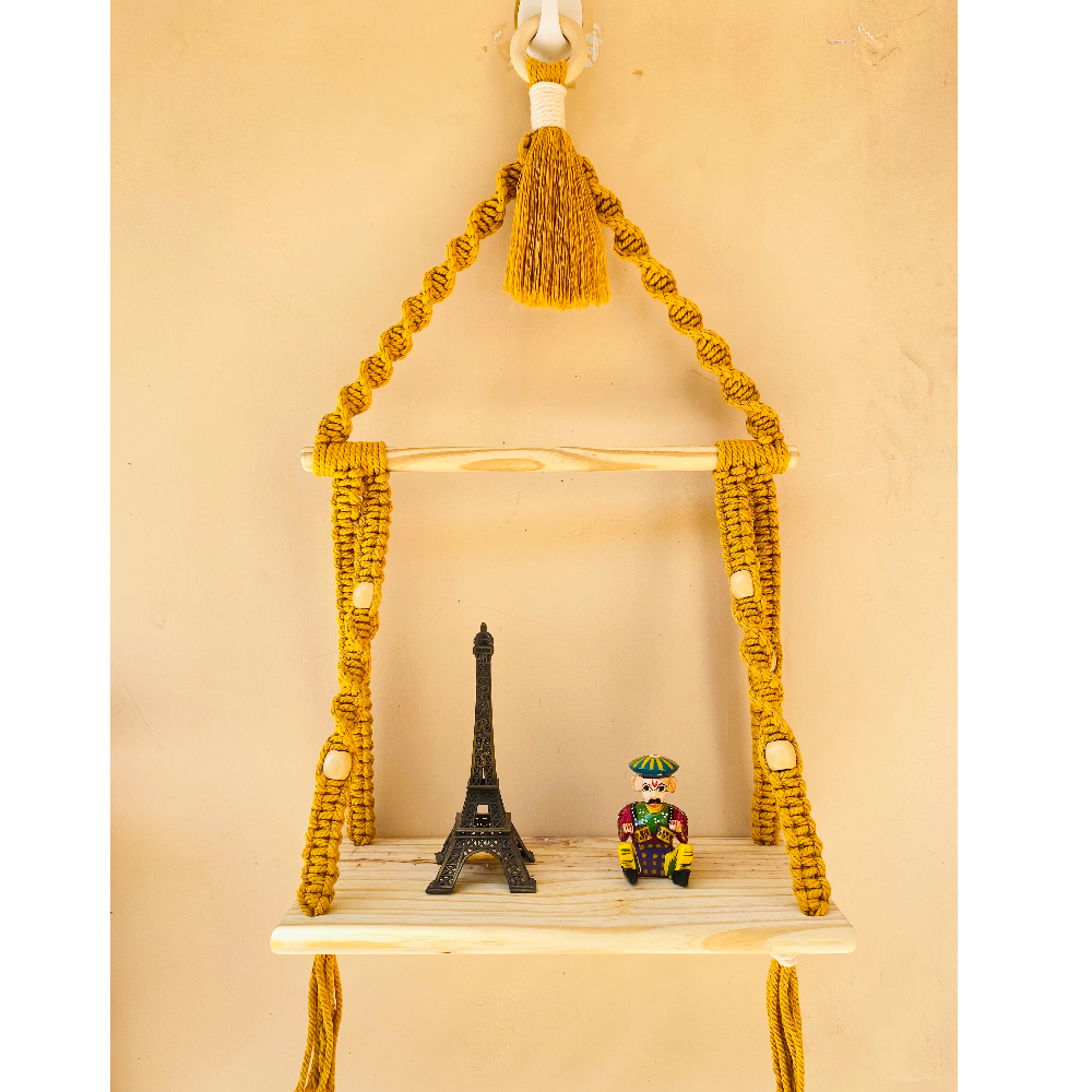 Tassel Floating Shelf (Mustard) Knotmuch