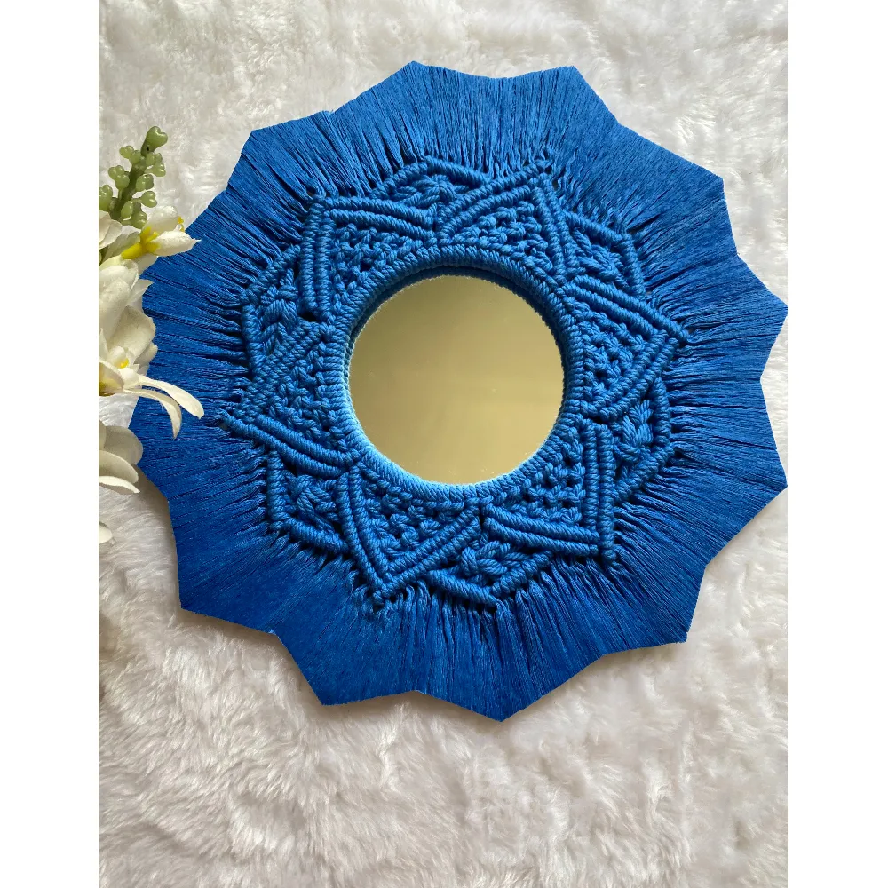 Boho Mirror Mandala (20 inch (Mirror 10 inch)/Mustard) Knotmuch