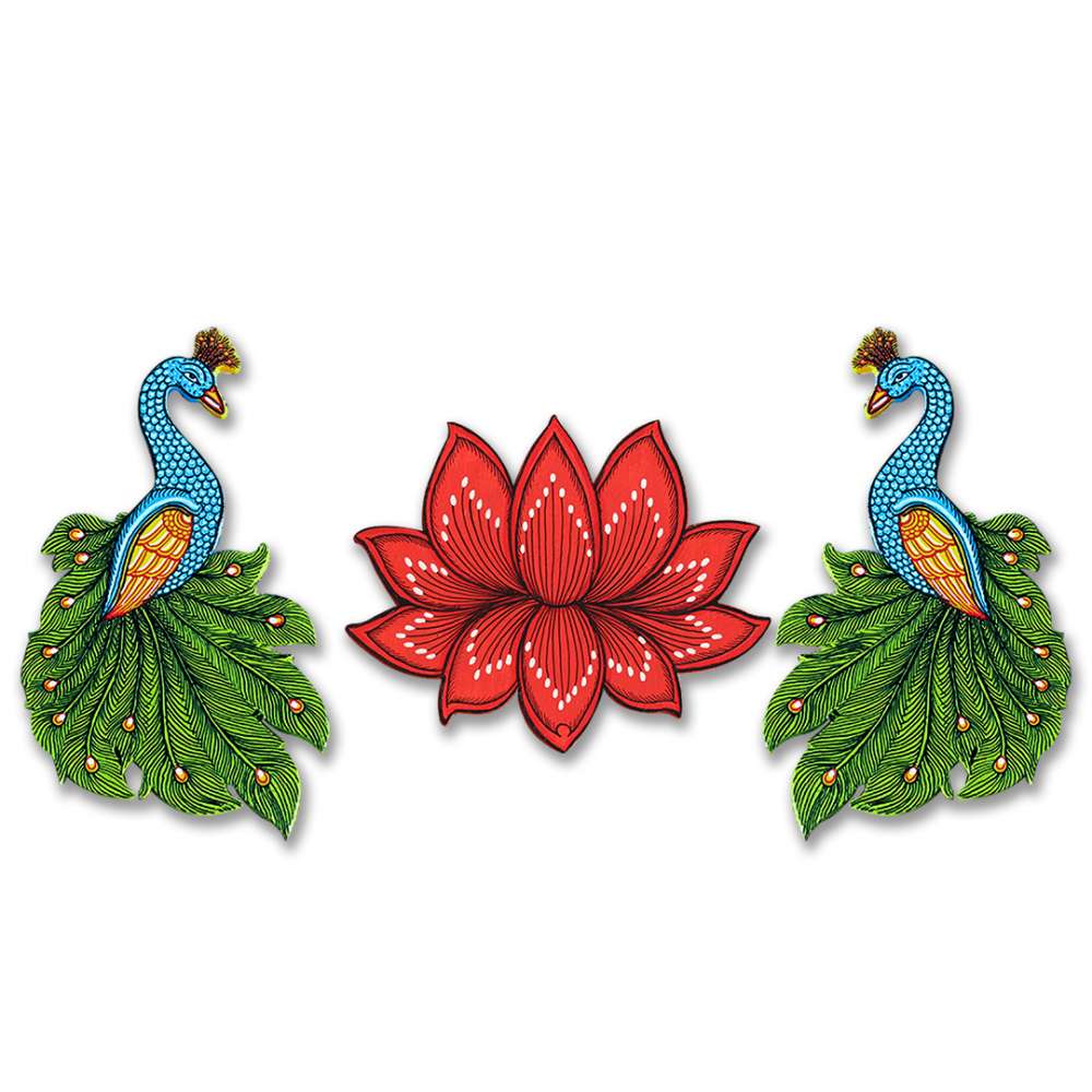 Red Lotus and peacocks Cutouts