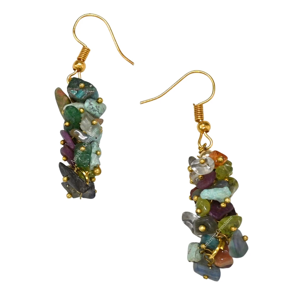 Mix Chakra Crystal Earrings (Gold)