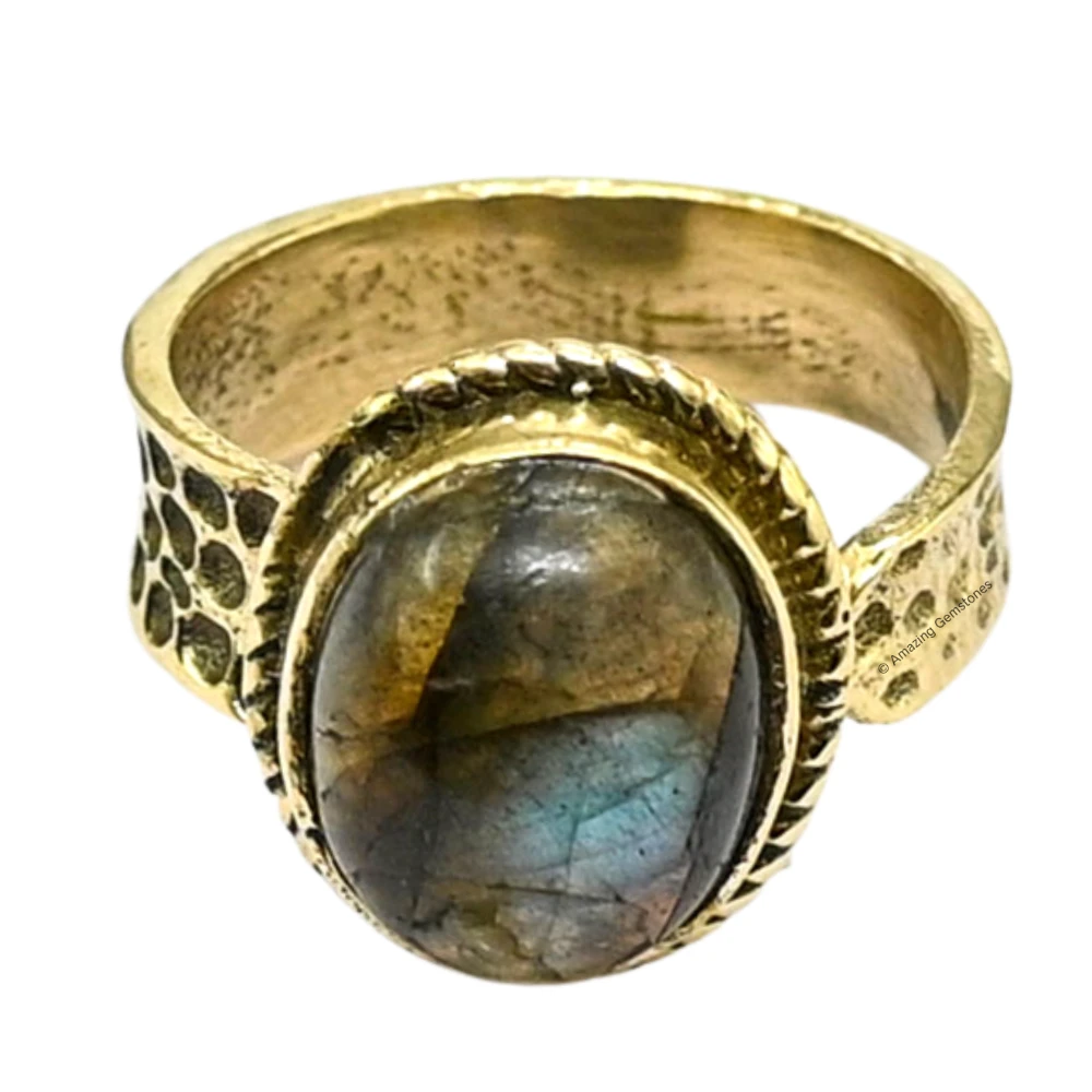 Labradorite Crystal Ring (Gold)