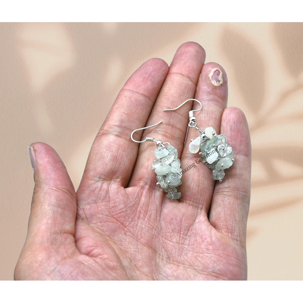 Aquamarine Crystal Earrings (Silver)