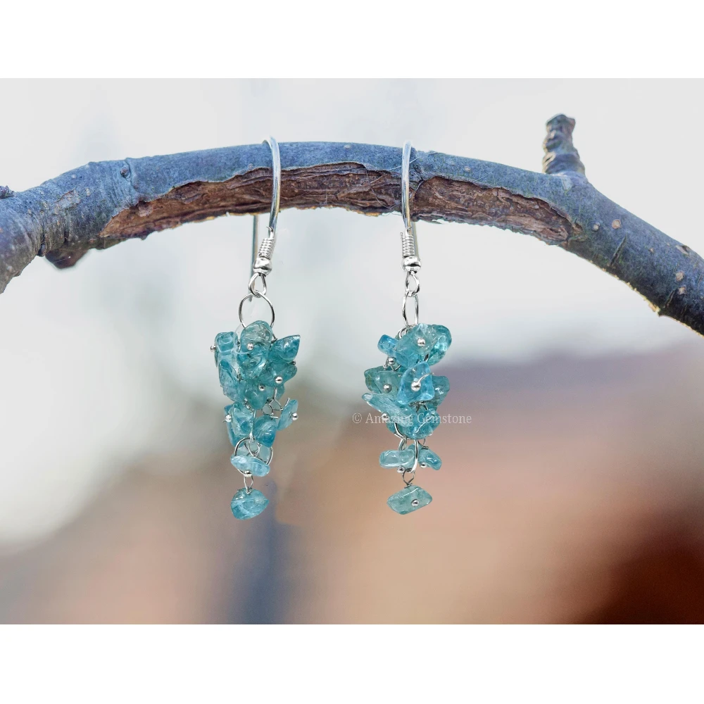 Apatite Crystal Earrings (Silver)