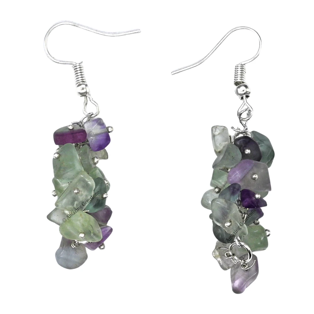 Multi Fluorite Crystal Earrings
