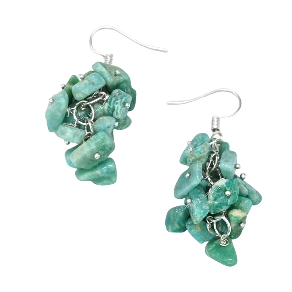 Amazonite Crystal Earrings (Silver)