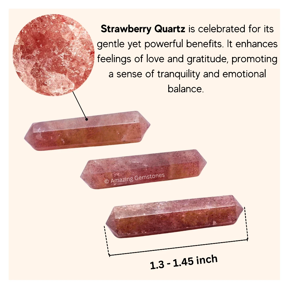 Strawberry Quartz Pencil Points (Double Terminated) (Set of 3)