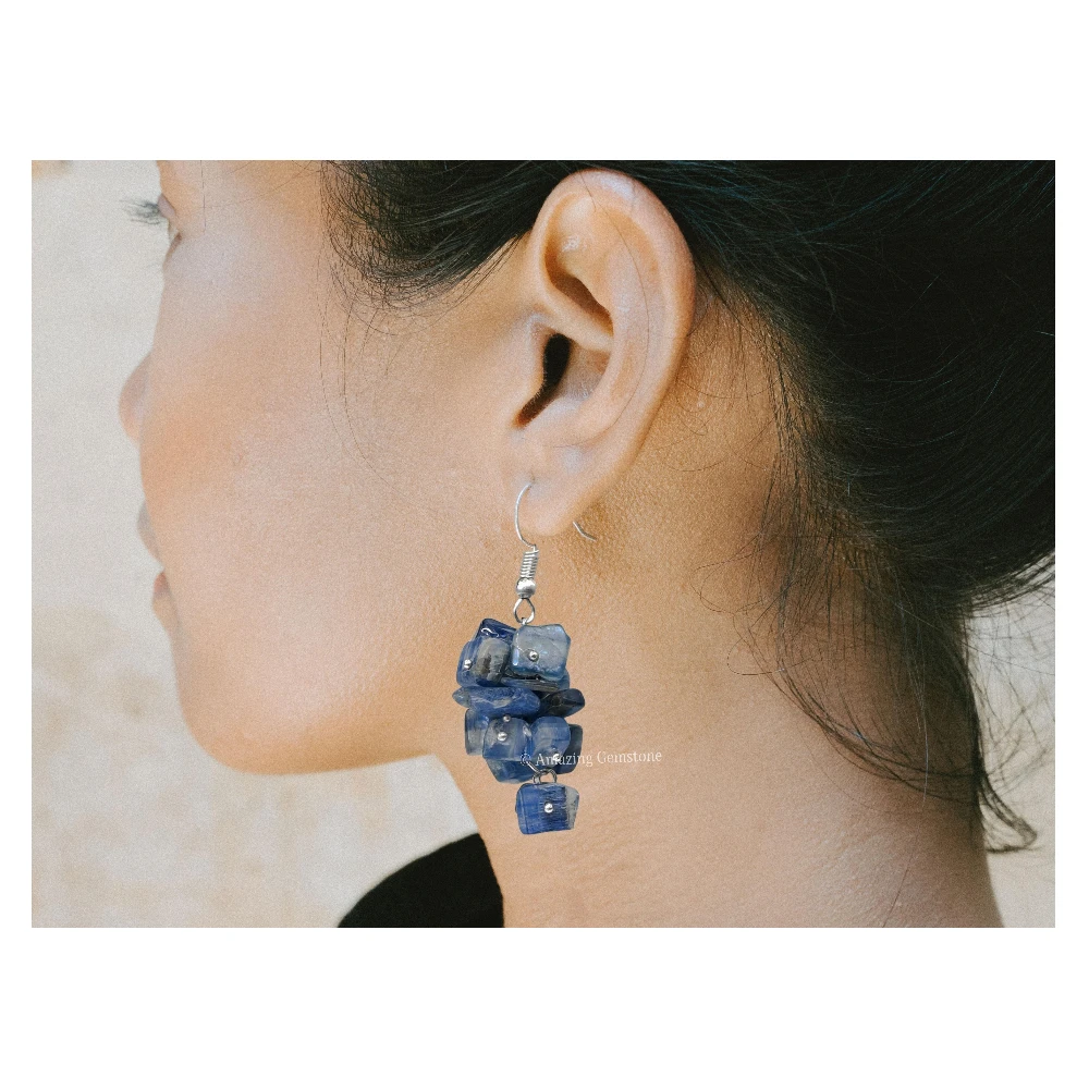 Kyanite Crystal Earrings (Silver)