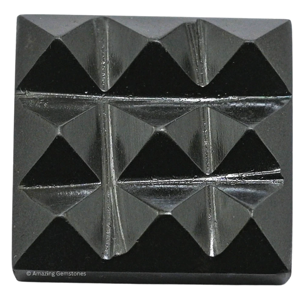 Black Agate 9 Pyramid Plate
