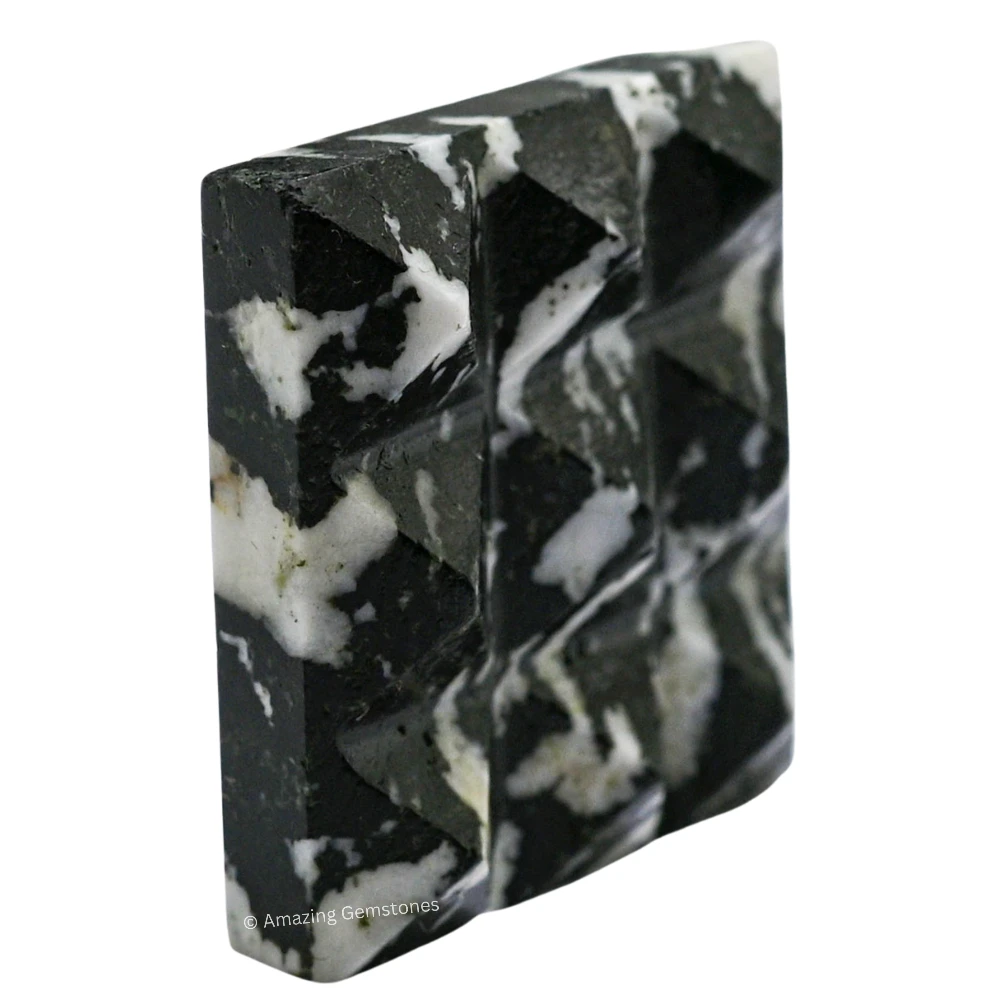 Black and White Tourmaline 9 Pyramid Plate
