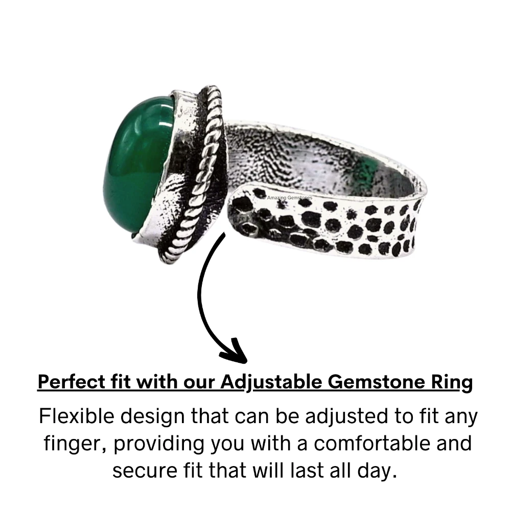 Green Onyx Crystal Ring (Silver)