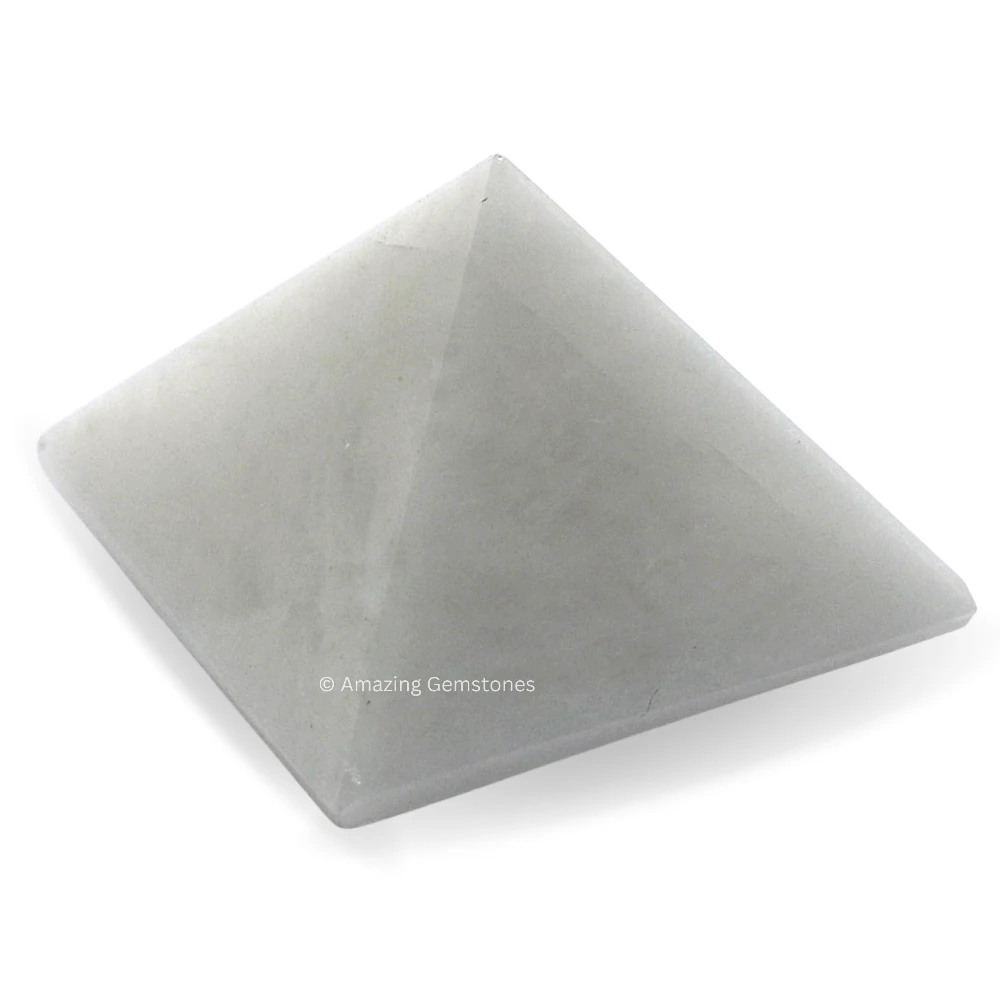 Snow Quartz Lemurian Pyramid - Under 9 Pyramid Plate