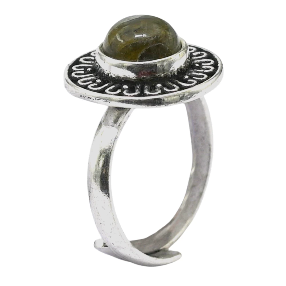 Labradorite Crystal Bead Ring (Silver)