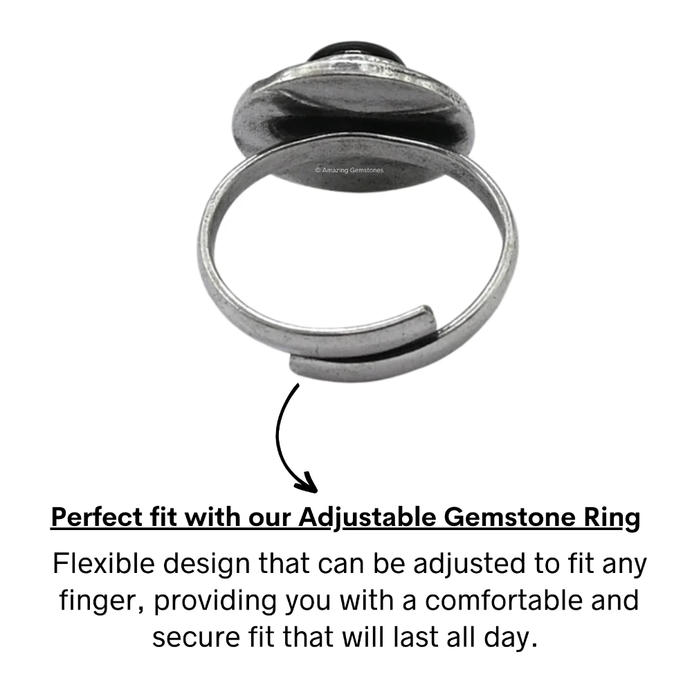 Black Onyx Crystal Bead Ring (Silver)