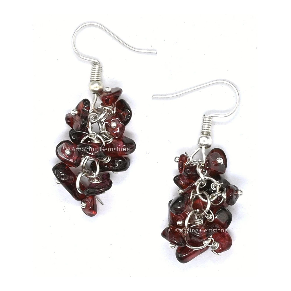 Garnet Crystal Earrings (Silver)