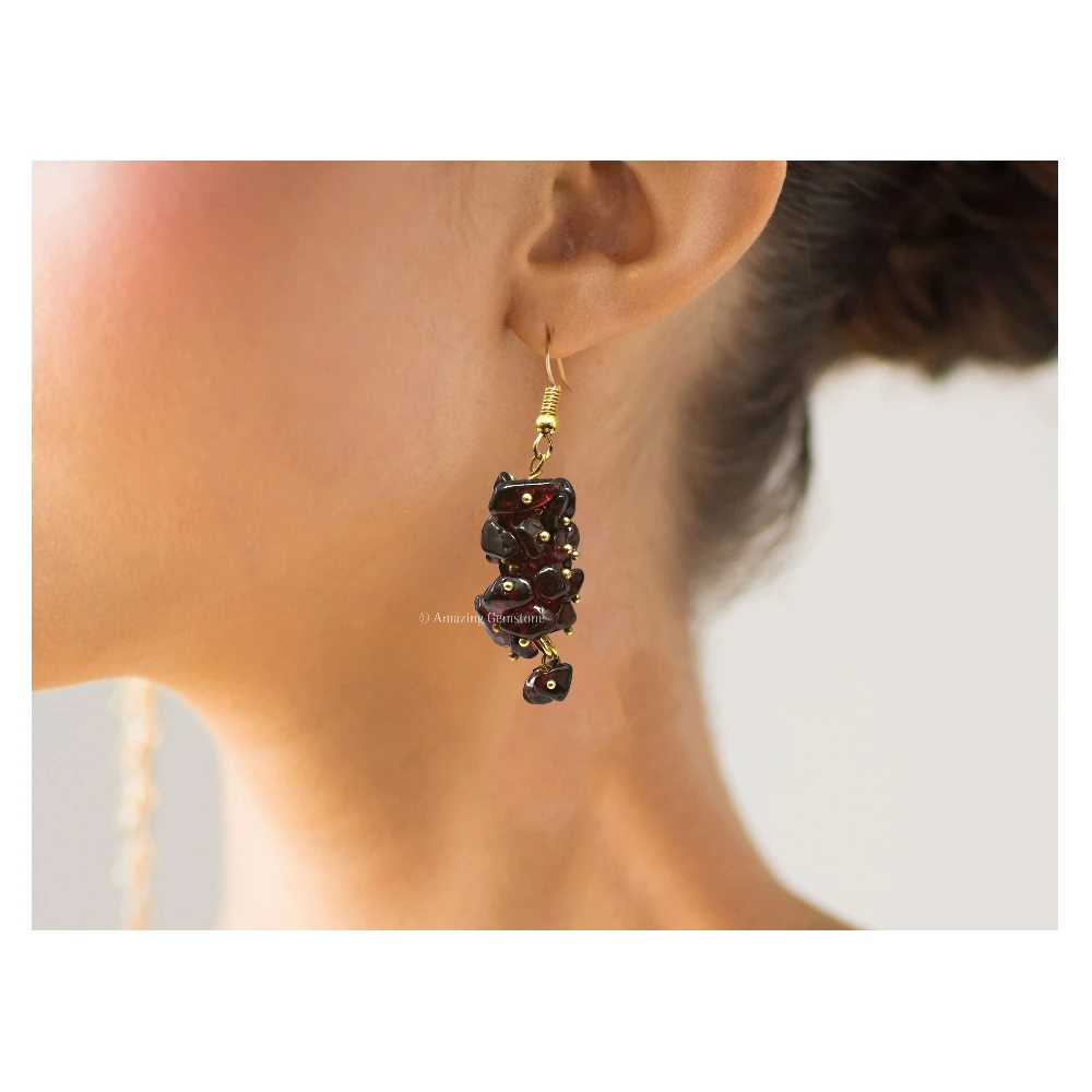 Garnet Crystal Earrings (Gold)