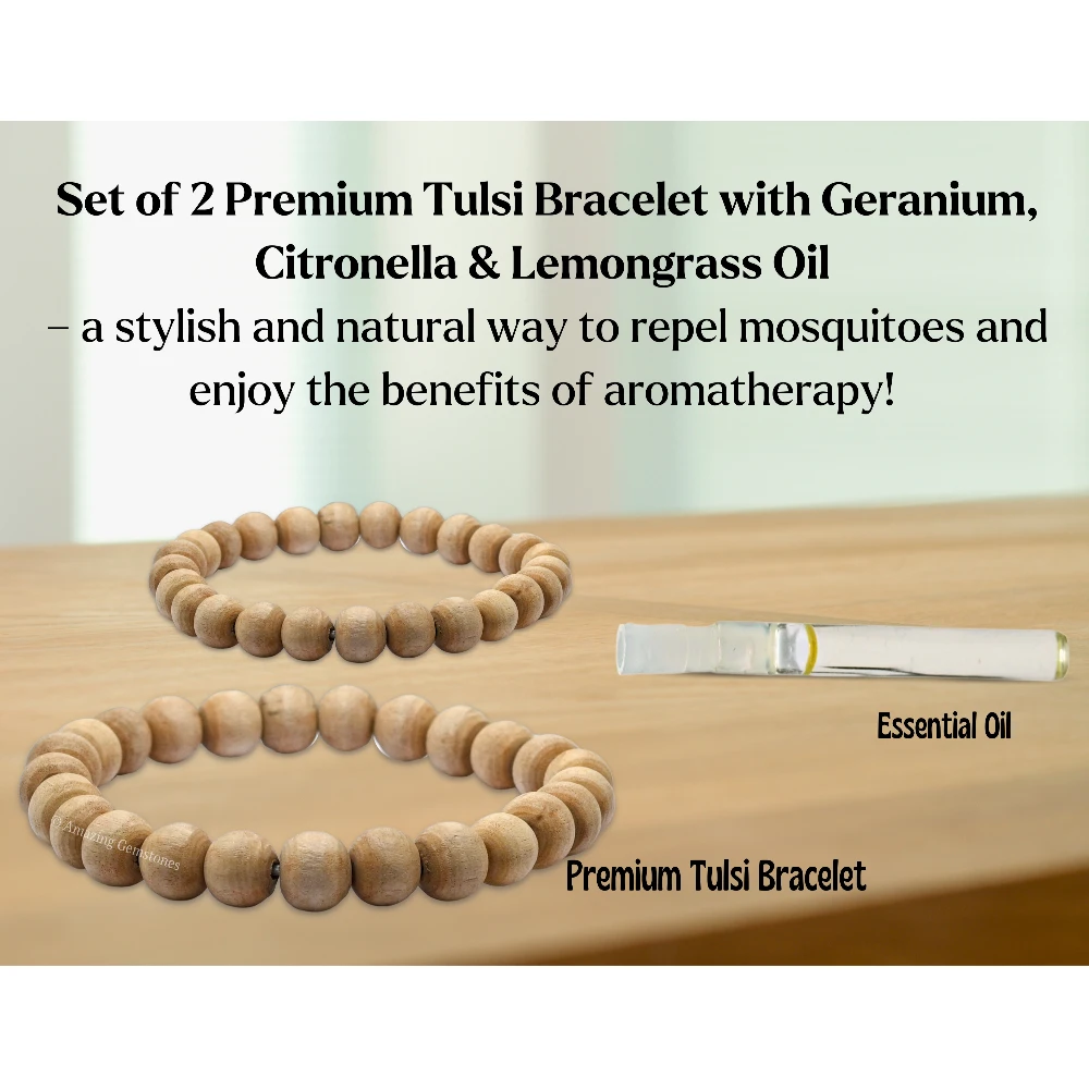 Premium Tulsi Mosquito Repellent Bracelet Set with Essential Oil (Pack of 2, Children)