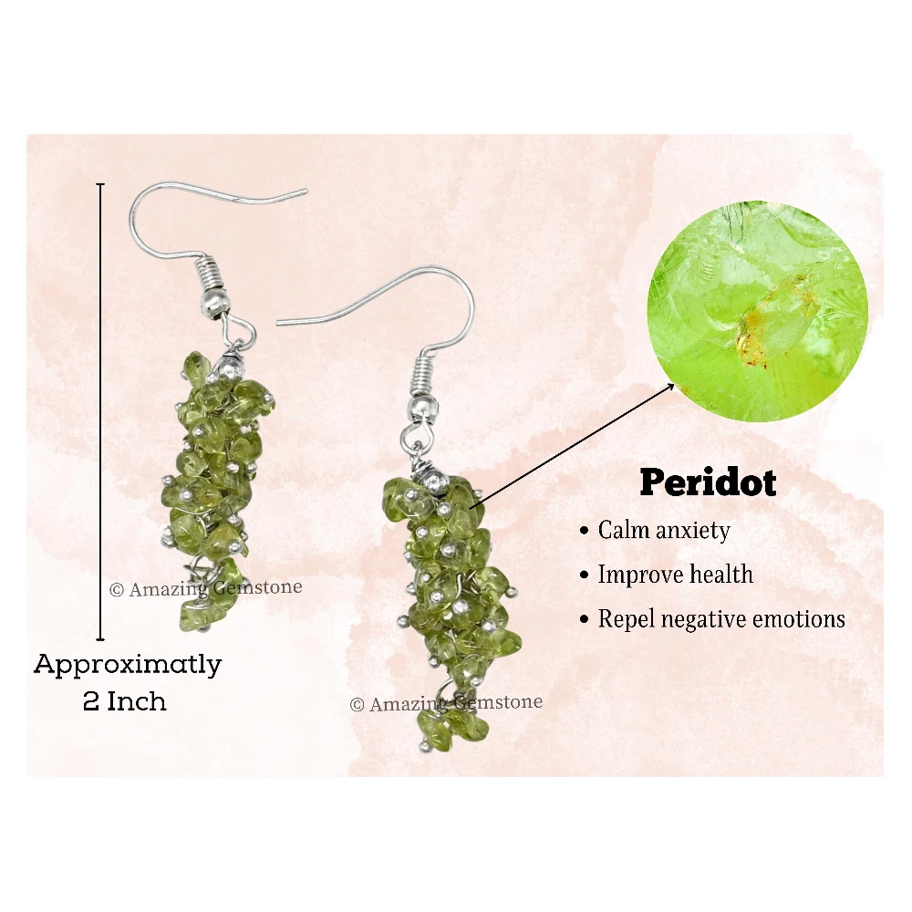 Peridot Crystal Earrings (Silver)