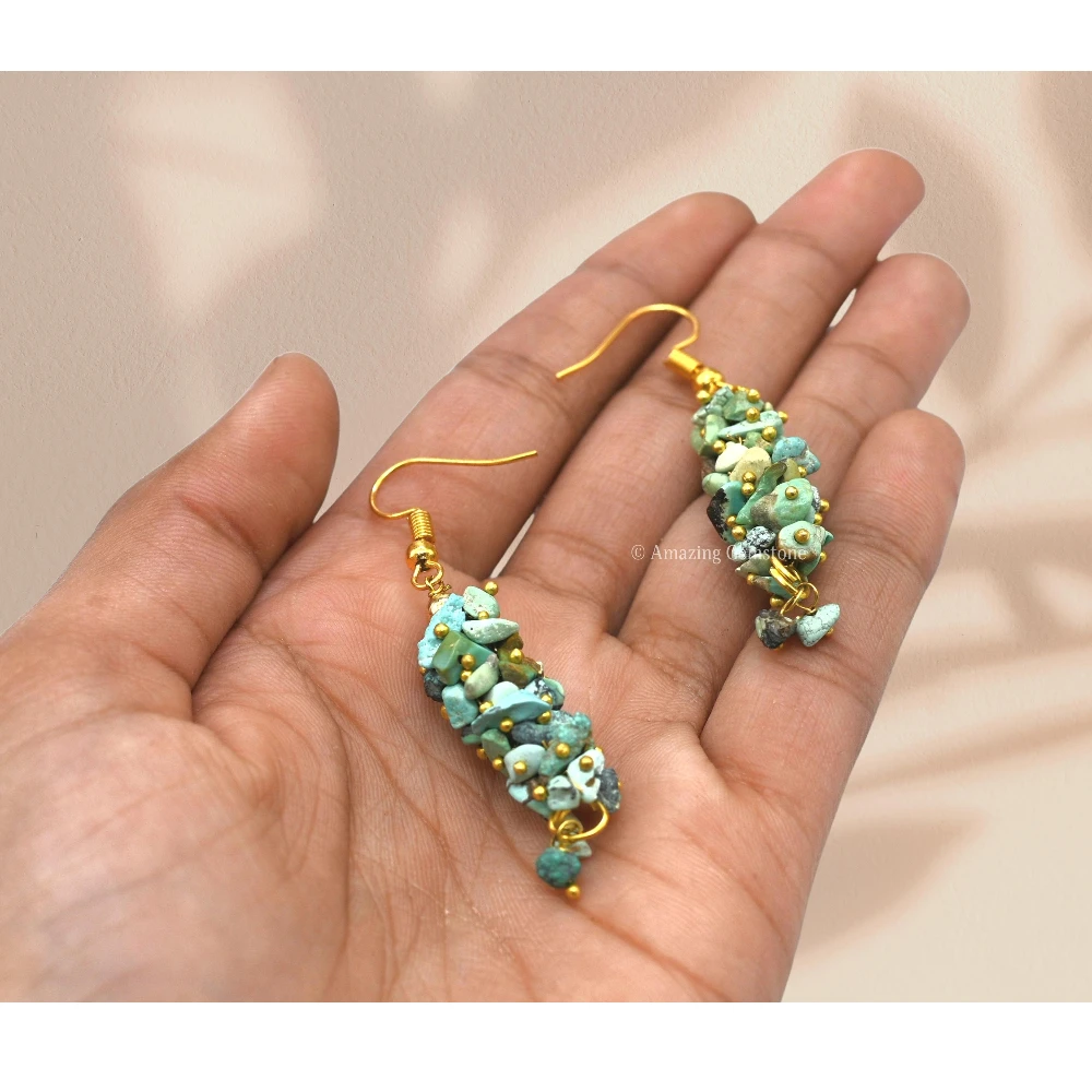 Larimar Crystal Earrings (Gold)