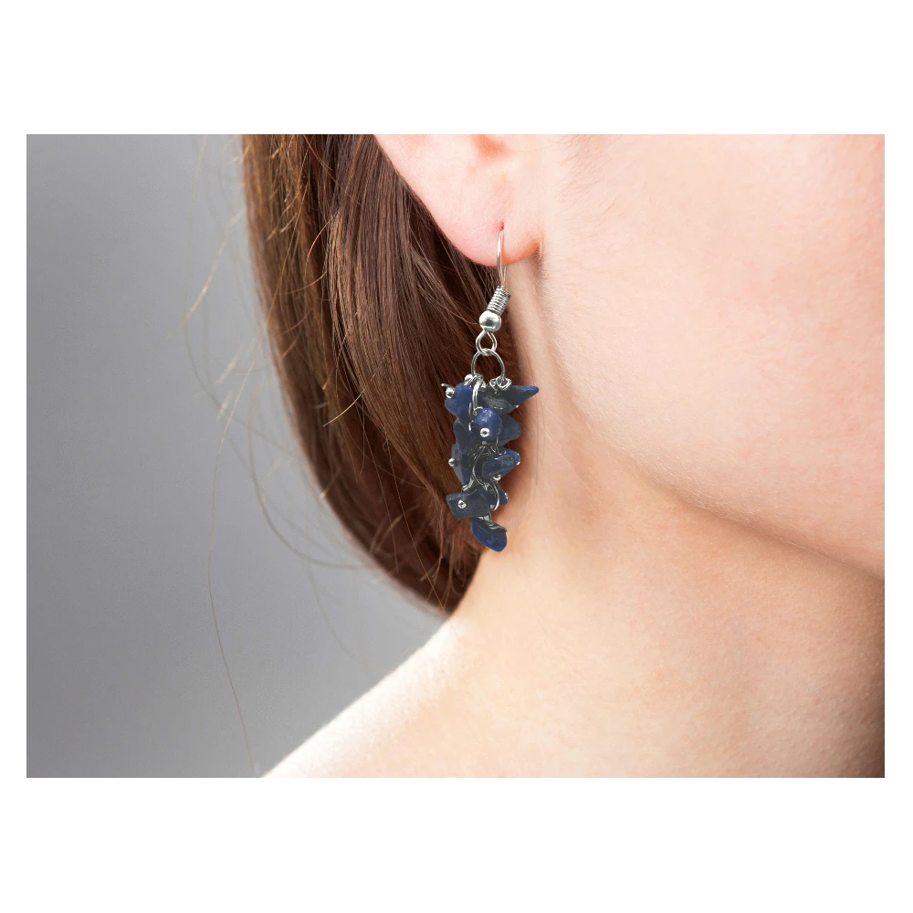 Lapis Lazuli Crystal Earrings (Silver)