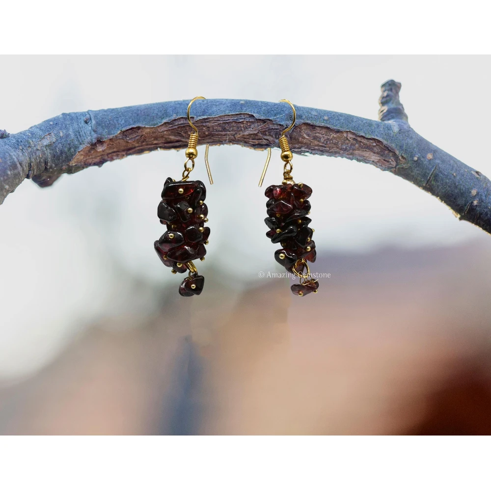 Garnet Crystal Earrings (Gold)