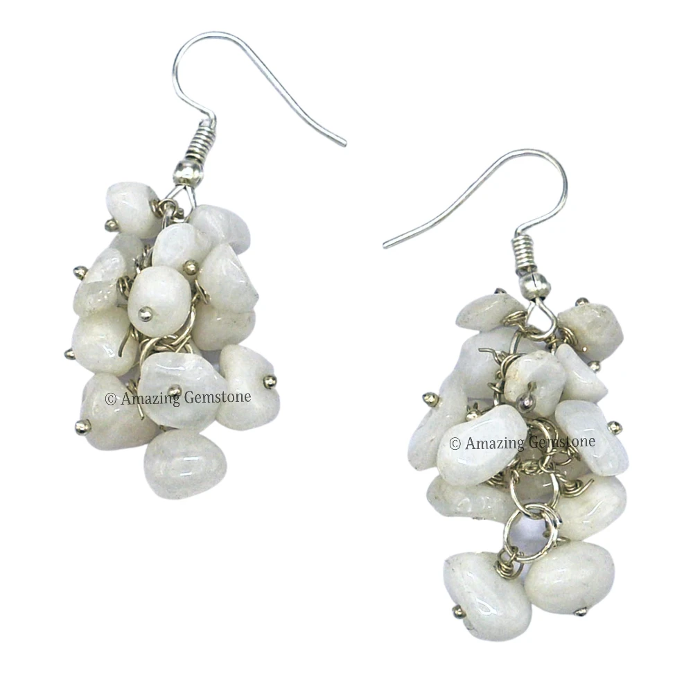 Snow Quartz Crystal Earrings (Silver)