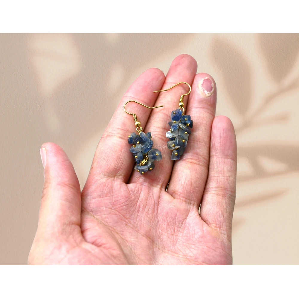 Kyanite Crystal Earrings (Gold)