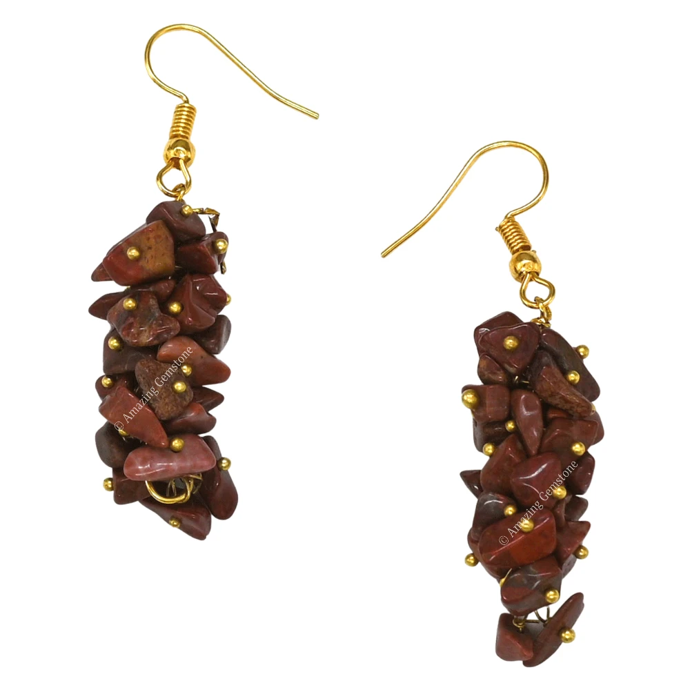 Red Jasper Crystal Earrings (Gold)
