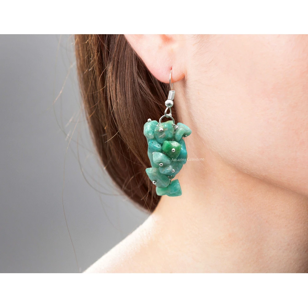 Amazonite Crystal Earrings (Silver)