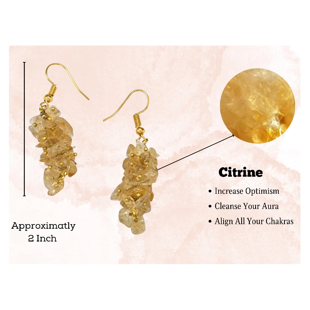 Citrine Crystal Earrings (Gold)