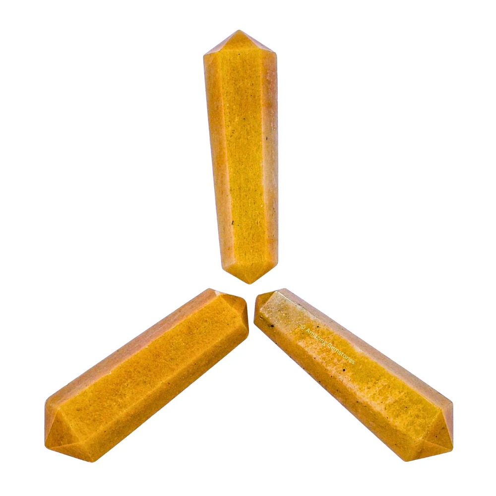 Yellow Jasper Pencil Points (Double Terminated) (Set of 3)