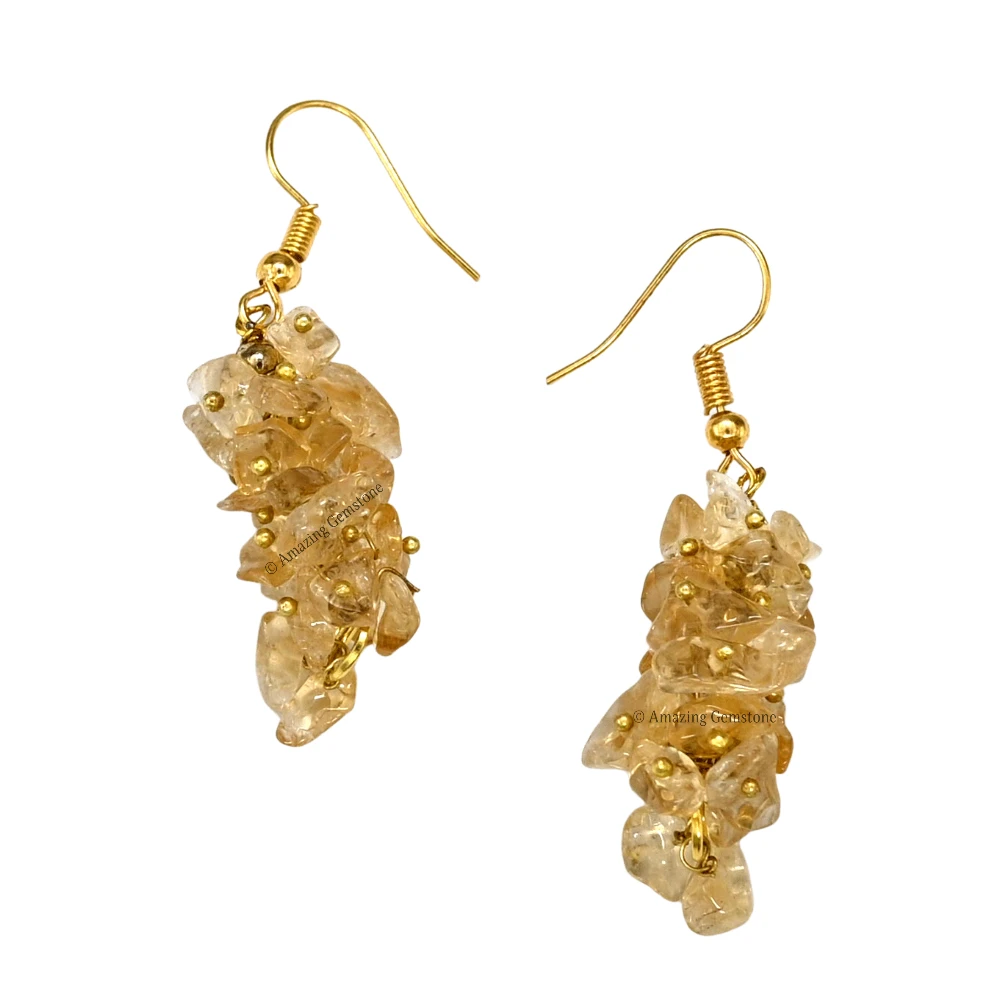 Citrine Crystal Earrings (Gold)