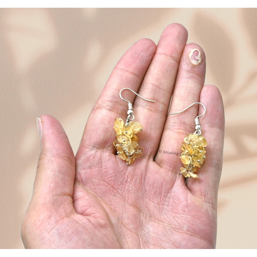 Citrine Crystal Earrings (Silver)