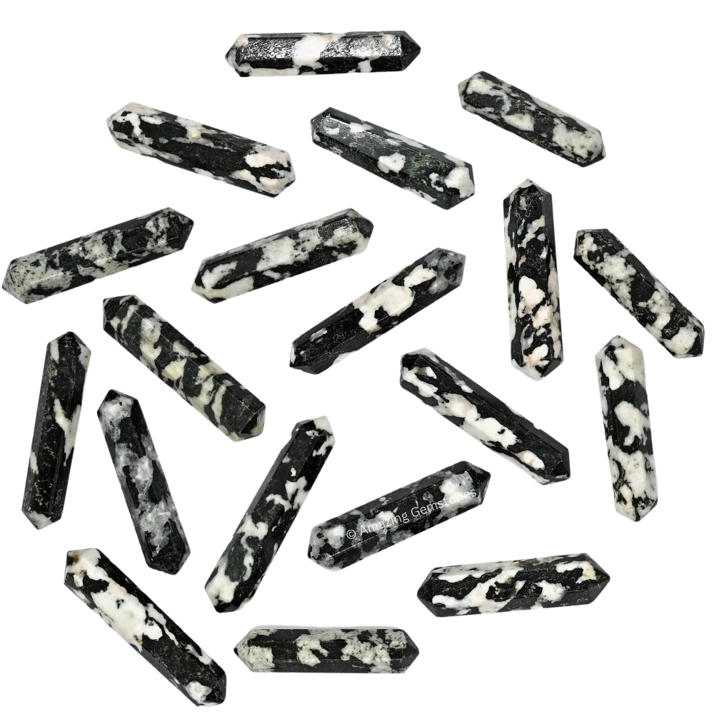Black and White Tourmaline Pencil Points (Double Terminated) (Set of 3)