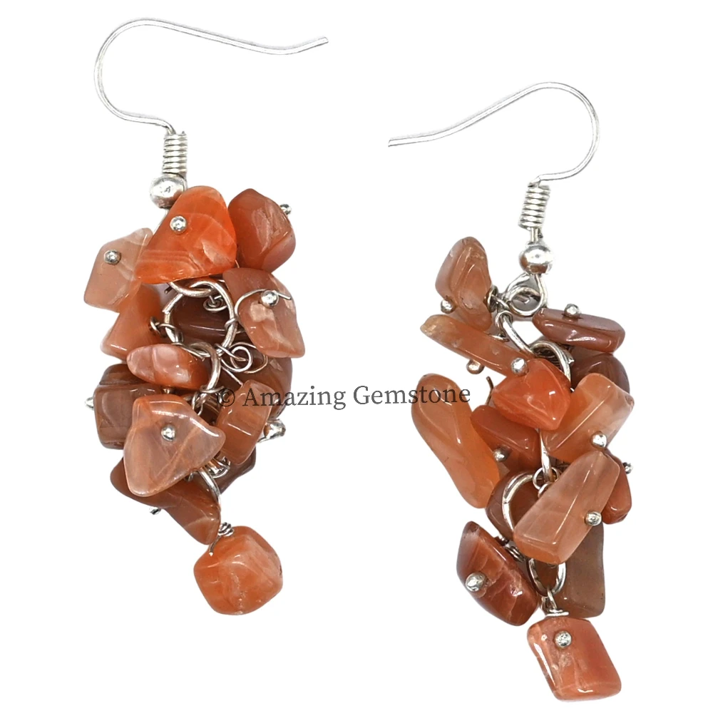 Peach Moonstone Crystal Earrings