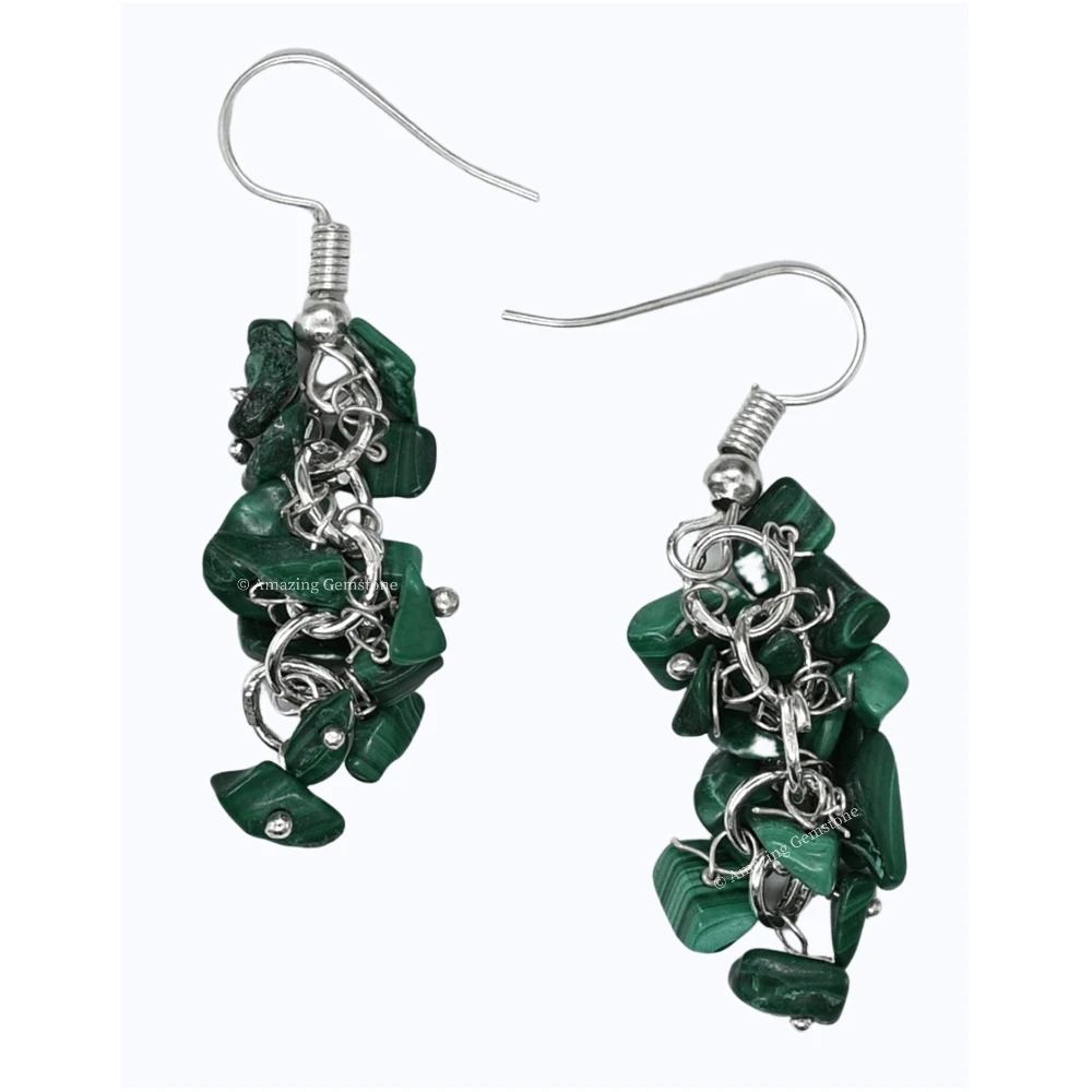 Malachite Crystal Earrings (Silver)