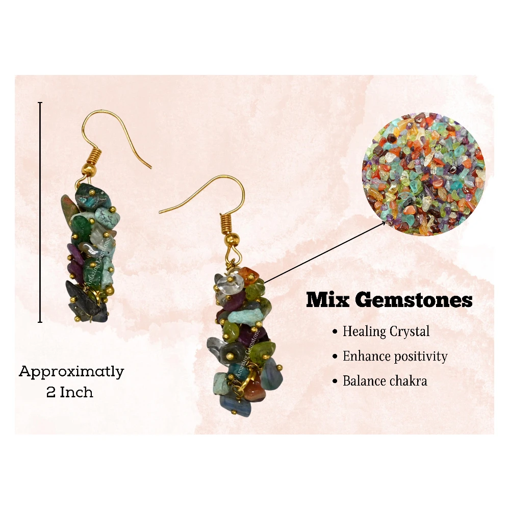 Mix Chakra Crystal Earrings (Gold)