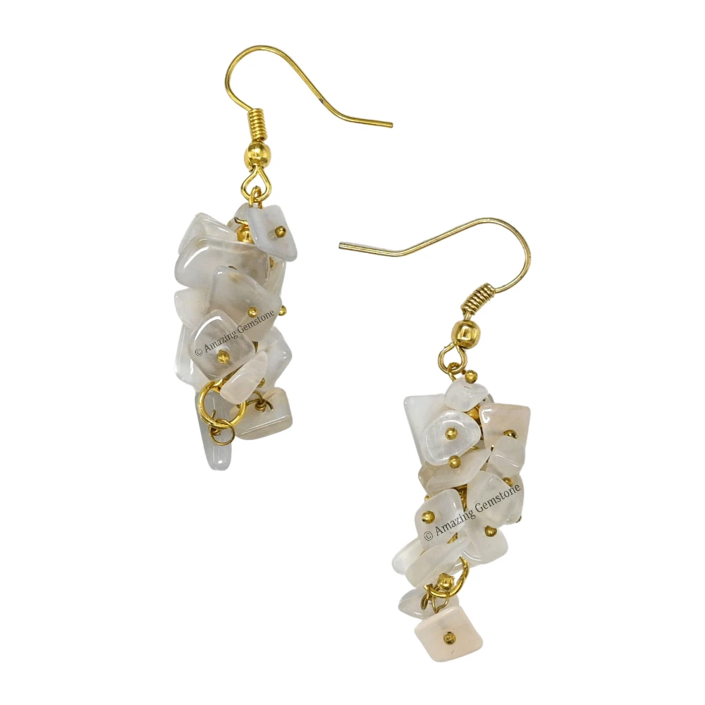 White Moonstone Crystal Earrings (Gold)